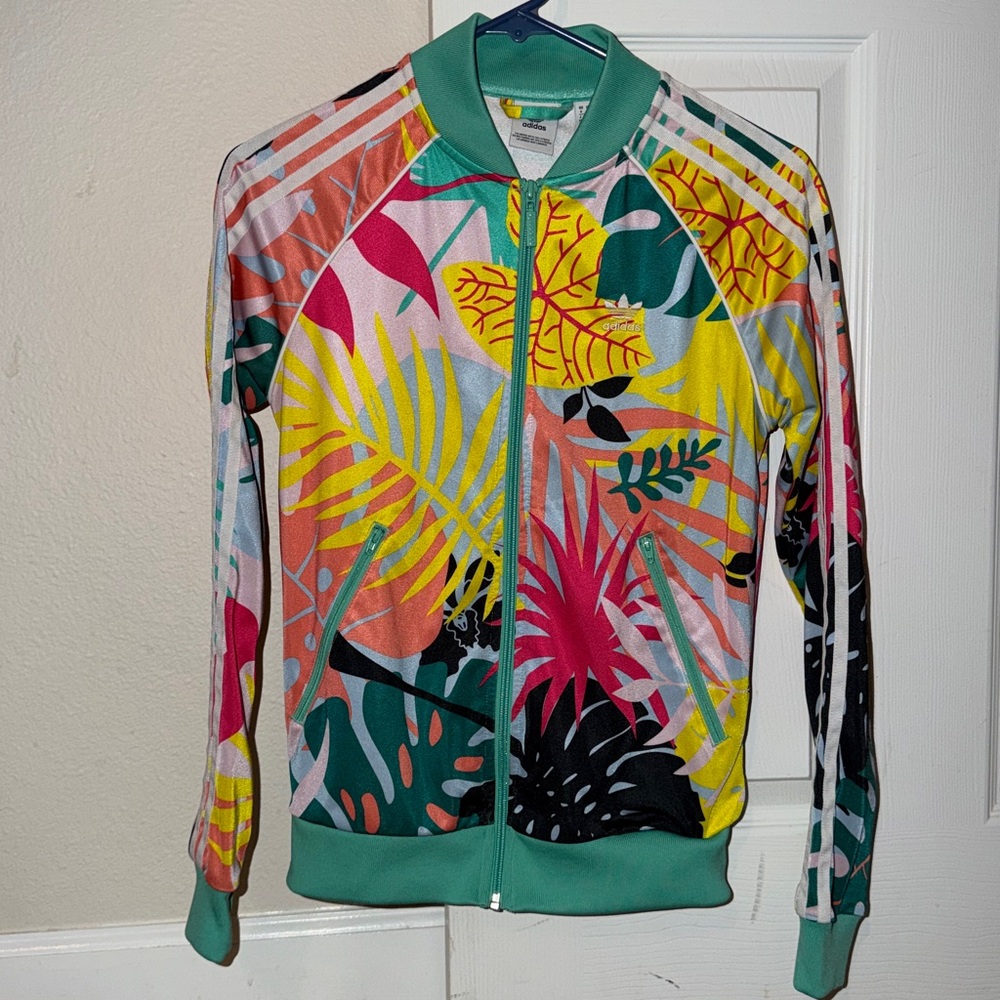 adidas Multicolor Tropical Print Track Jacket - Green Trim
